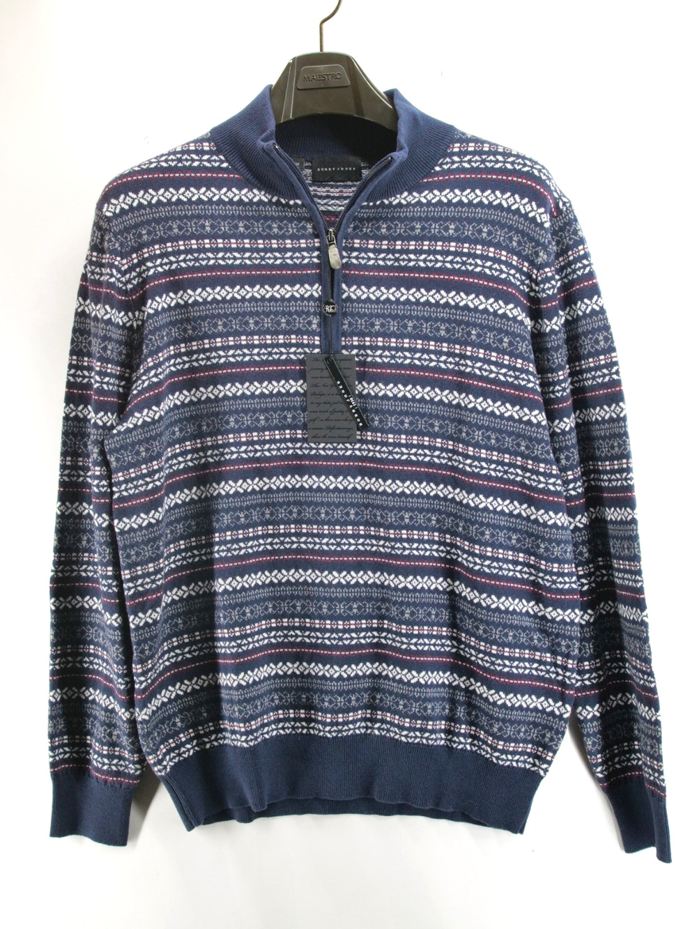 NWT Bobby Jones Mens Medium 1/4 Zip Pullover Sweater Wool Cotton Blend